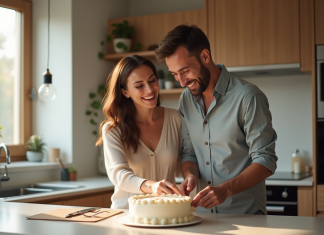 Histoires inspirantes de couples qui fêtent leurs 9 ans de mariage Couple heureux fêtant leur anniversaire de mariage à la maison
