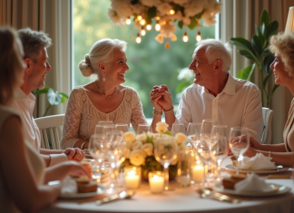 Célébrer 60 ans de mariage : des idées pour une soirée inoubliable Couple âgé souriant lors de leur anniversaire de mariage