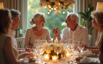 Célébrer 60 ans de mariage : des idées pour une soirée inoubliable Couple âgé souriant lors de leur anniversaire de mariage