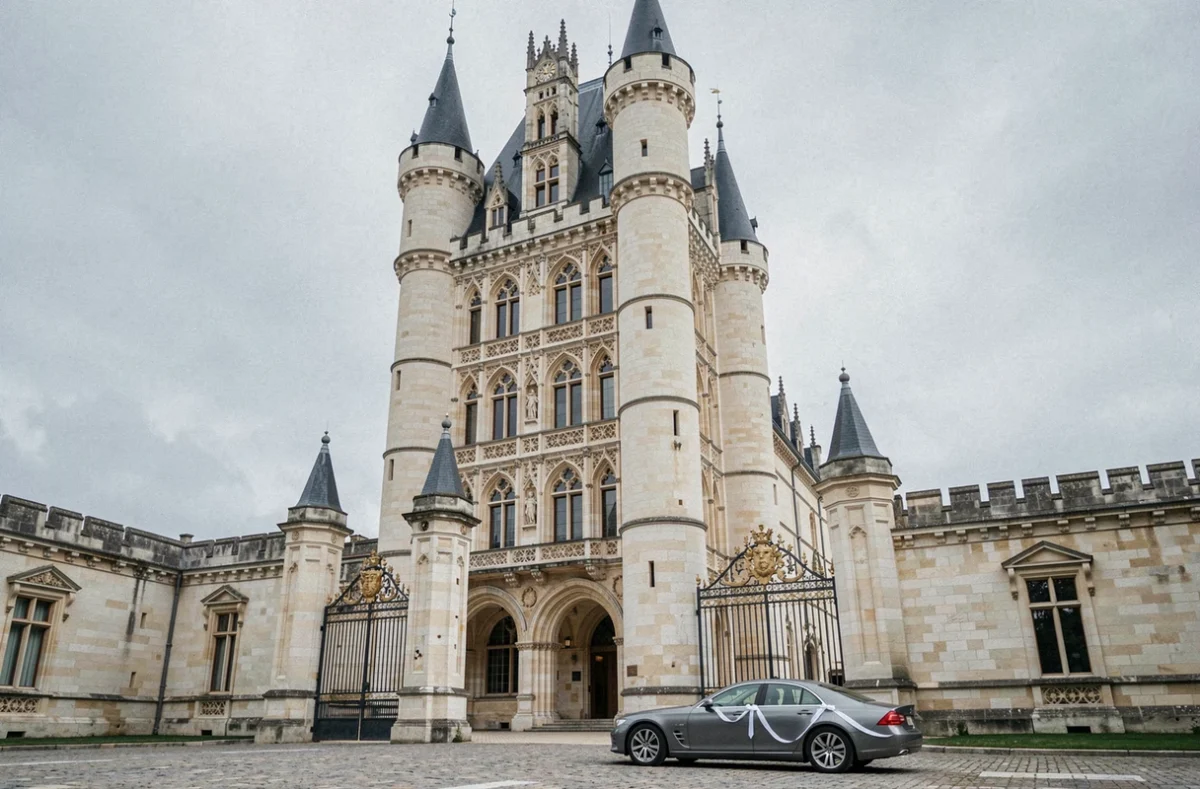 Vue majestueuse de la façade du Château de Brissac en Maine-et-Loire, le plus haut château de France, avec ses sept étages et ses tours Renaissance imposantes