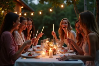 Bâton lumineux coloré illuminant une soirée festive animée