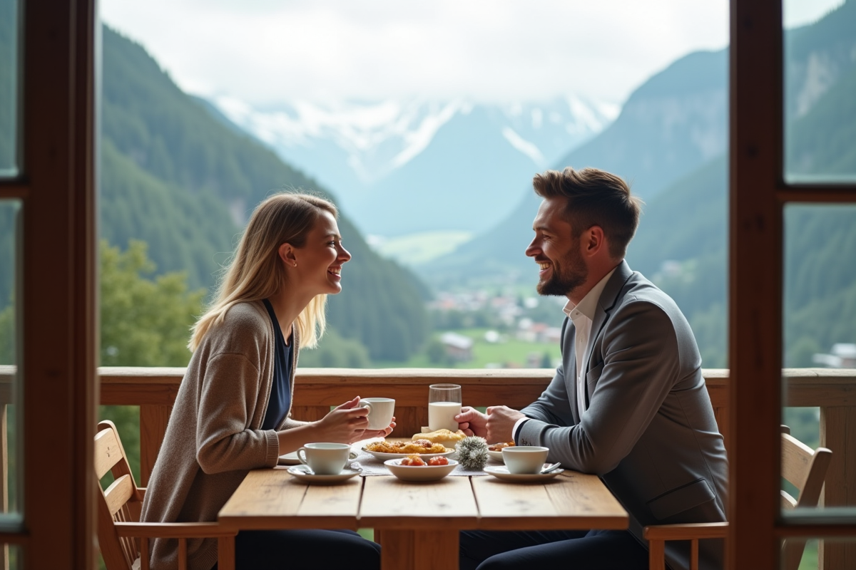 Jeune couple riant lors d