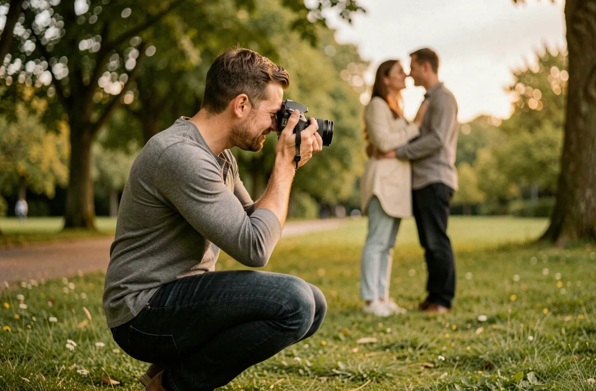 Séance photo de couple en extérieur dans un parc à Seclin avec un photographe professionnel
