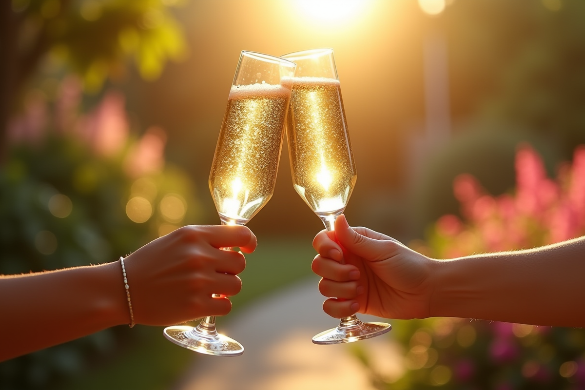 Verres de champagne levés lors d